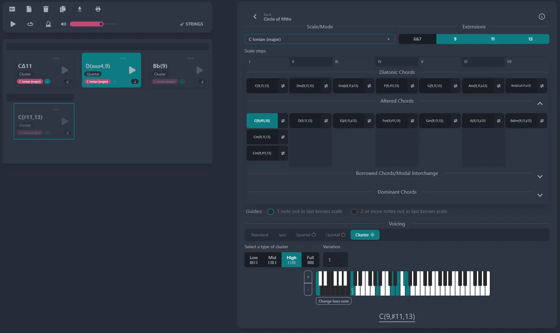 It’s easy to use find different voicings in Mindful Harmony
